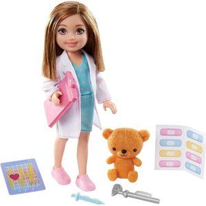 Barbie Doctor Chelsea, Brunette Baby Doll Toy, Great Gift for Girls